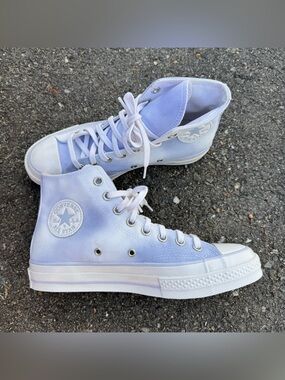 Converse Chuck Taylor 70 Hi Muted Cloud Sneaker Shoes Womens 9 White Blue Canvas